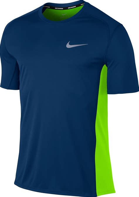 nike herren laufshirt dry miler kurzarm 429 m blau grün|Nike Miler Dri.